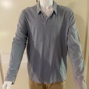 Men's Heavy Luxe Jersey Long Sleeve Polo Standard James Perse Sz 4/XL